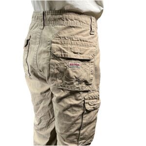 True Religion Jogger Mens 38x30 Beige Khaki Big T Cargo Pockets Pants Drawstring